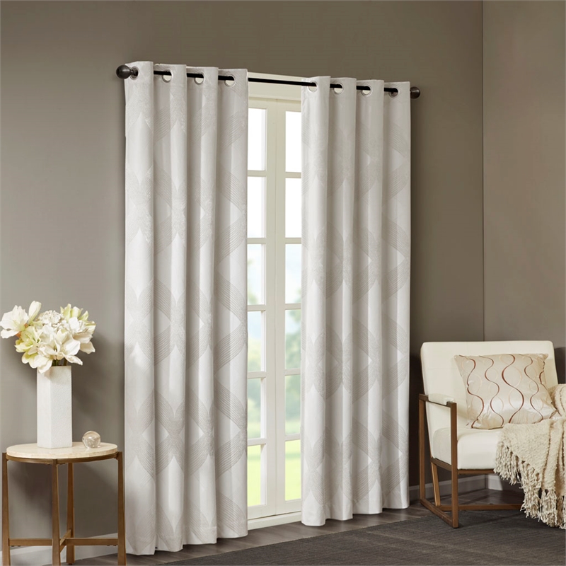 SunSmart Bentley Ogee Knitted Jacquard Total Blackout Panel in Ivory