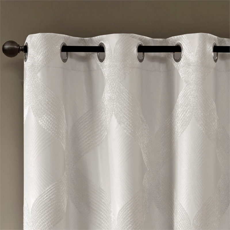 SunSmart Bentley Ogee Knitted Jacquard Total Blackout Panel in Ivory