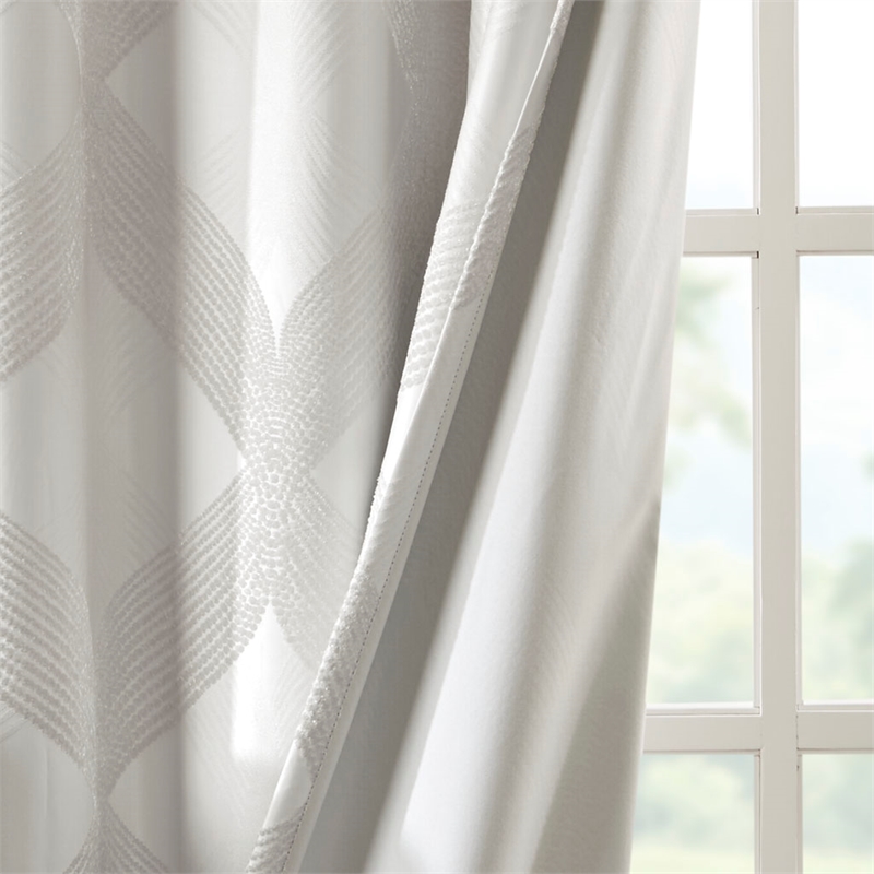 SunSmart Bentley Ogee Knitted Jacquard Total Blackout Panel in Ivory