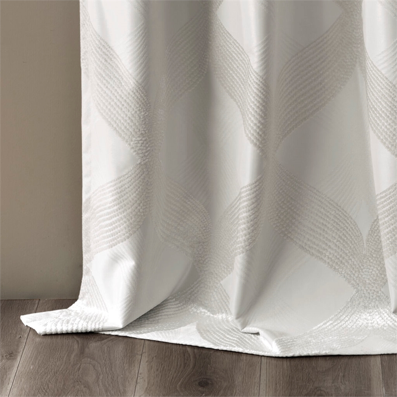 SunSmart Bentley Ogee Knitted Jacquard Total Blackout Panel in Ivory