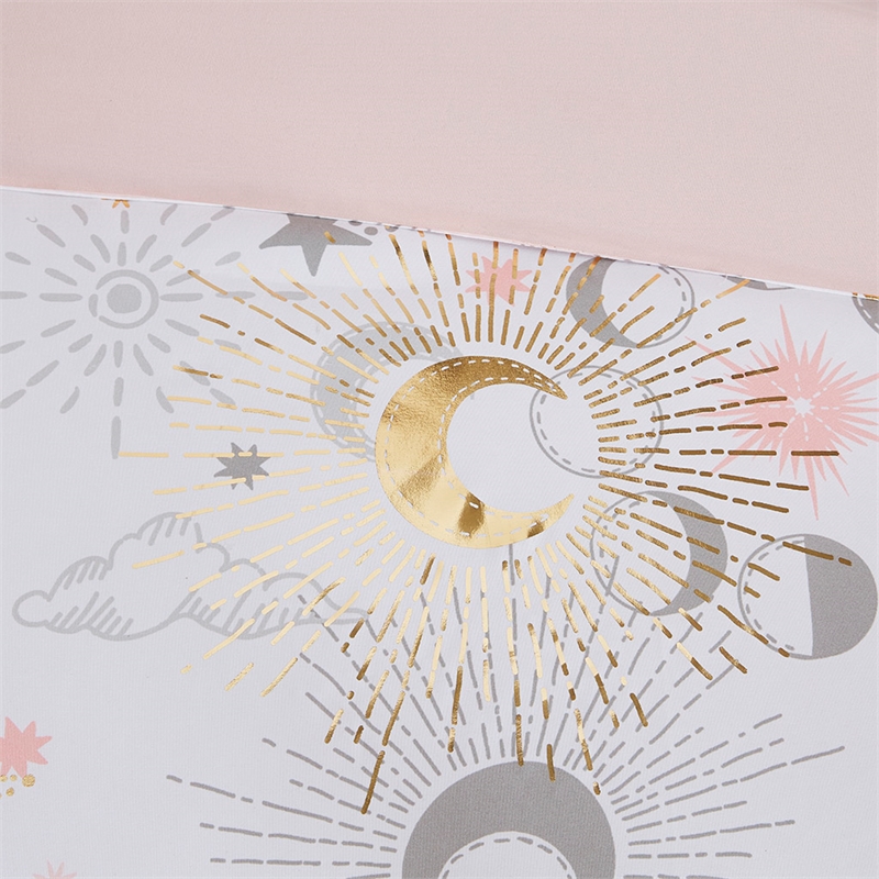 Celia Starry Sky Metallic Printed Comforter Set in Blush and Gold