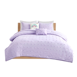Urban Habitat Callie Cotton Jacquard Pom Pom Comforter Set in Lavender