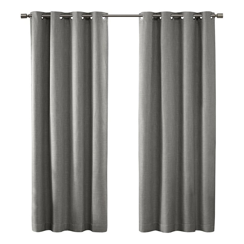 SunSmart Maya Printed Heathered Blackout Grommet Top Curtain Panel in Grey