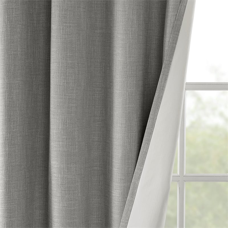 SunSmart Maya Printed Heathered Blackout Grommet Top Curtain Panel in Grey