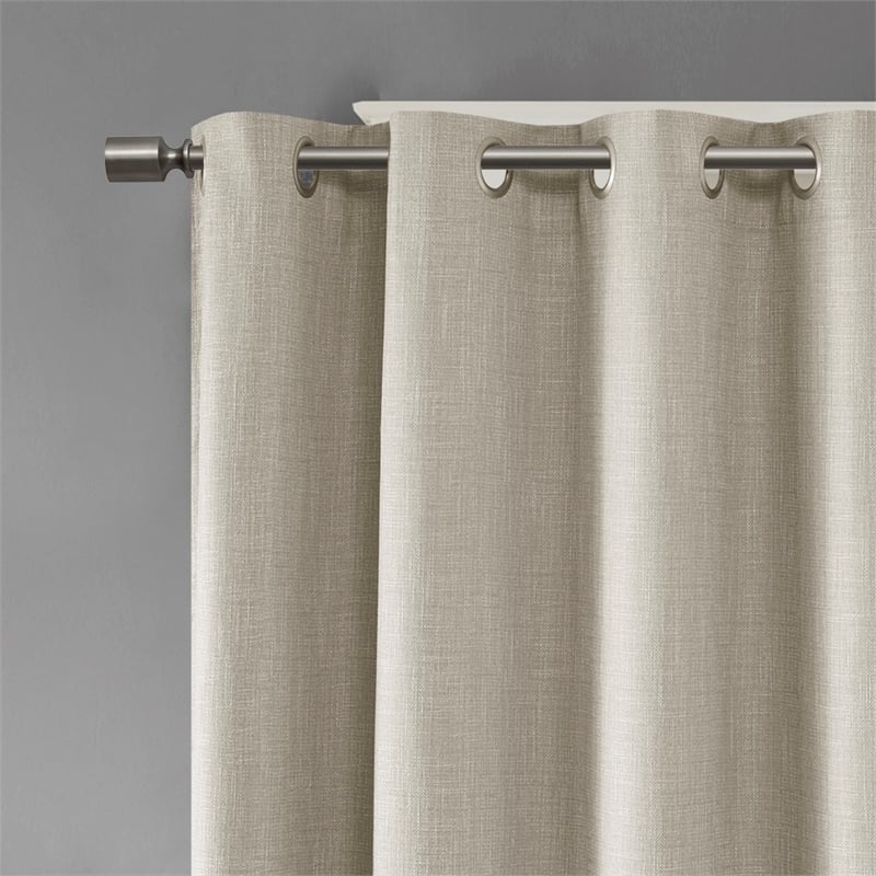 SunSmart Maya Printed Heathered Blackout Grommet Top Curtain Panel in Taupe