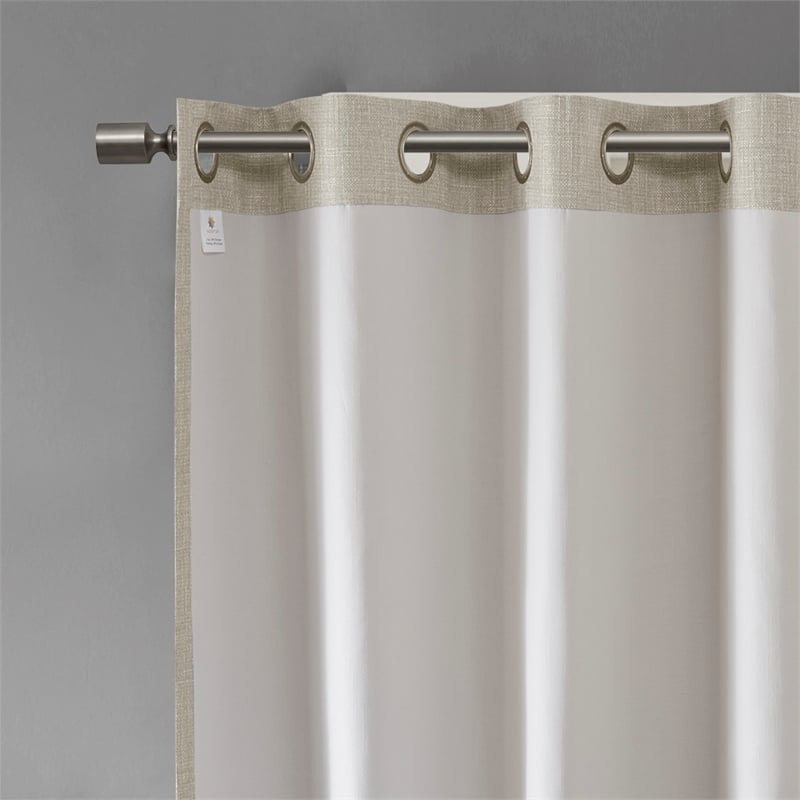 SunSmart Maya Printed Heathered Blackout Grommet Top Curtain Panel in Taupe