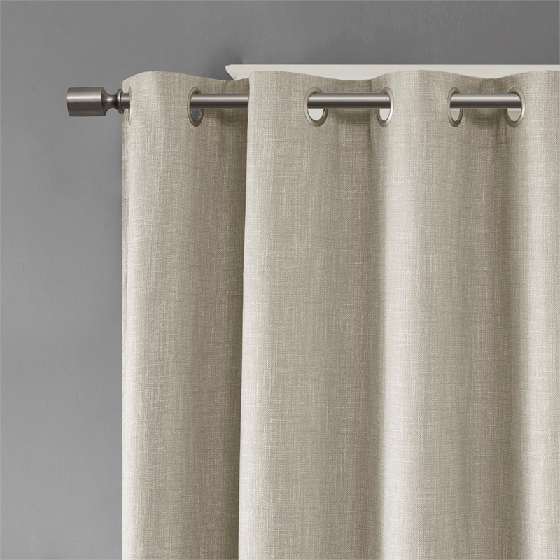 SunSmart Maya Printed Heathered Blackout Grommet Top Curtain Panel in Taupe