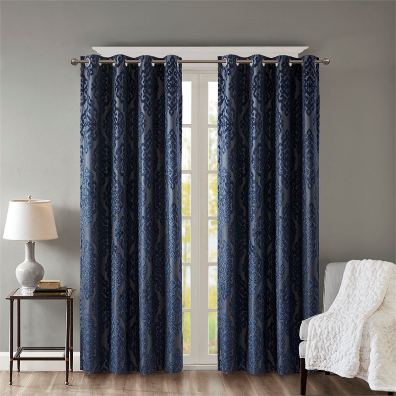 SunSmart Mirage Knitted Jacquard Damask Total Blackout Grommet Top Curtain Panel