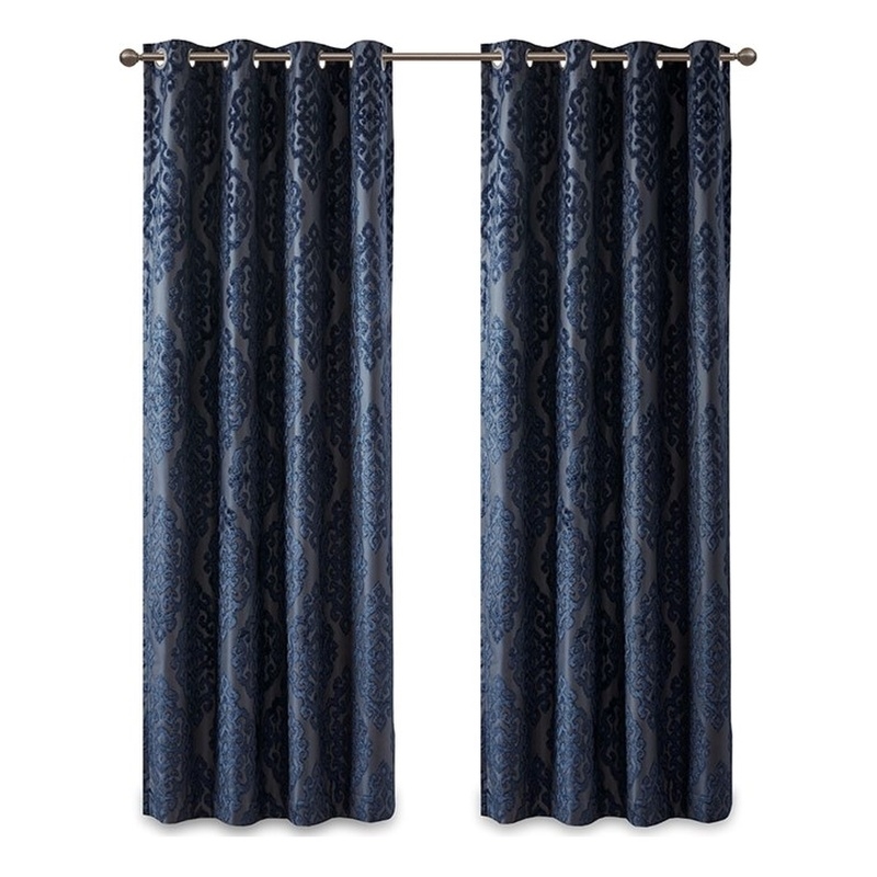 SunSmart Mirage Knitted Jacquard Damask Total Blackout Grommet Top Curtain Panel