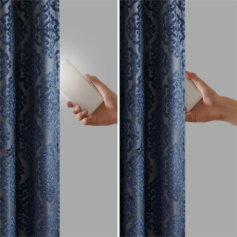 SunSmart Mirage Knitted Jacquard Damask Total Blackout Grommet Top Curtain Panel