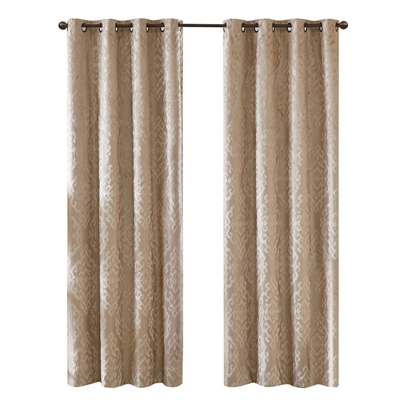SunSmart Mirage Knitted Jacquard Damask Total Blackout Grommet Top Curtain Panel