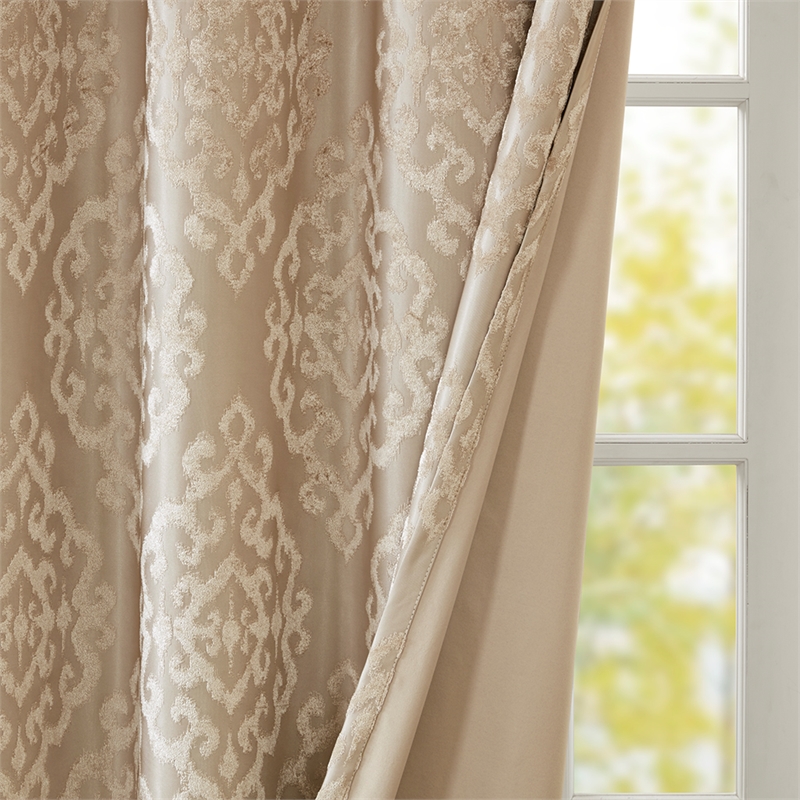 SunSmart Mirage Knitted Jacquard Damask Total Blackout Grommet Top Curtain Panel