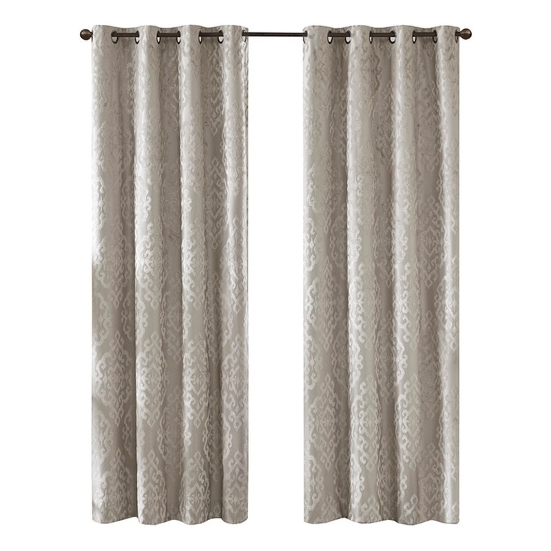 SunSmart Mirage Knitted Jacquard Damask Total Blackout Grommet Top Curtain Panel