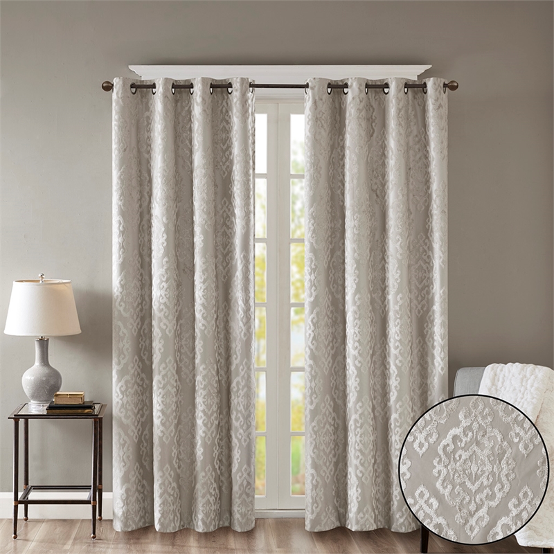 SunSmart Mirage Knitted Jacquard Damask Total Blackout Grommet Top Curtain Panel