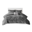 Intelligent Design Felicia Velvet Duvet Cover Set in Grey