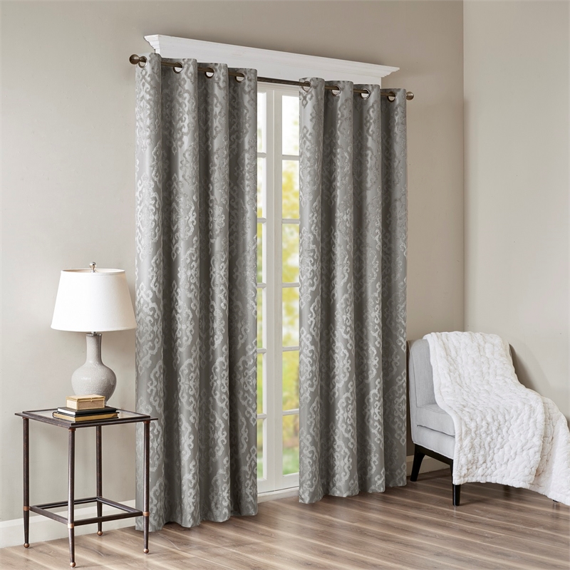 SunSmart Mirage Knitted Jacquard Damask Total Blackout Grommet Top Curtain Panel