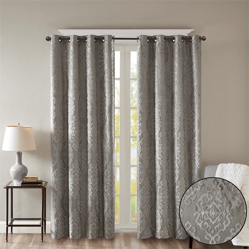 SunSmart Mirage Knitted Jacquard Damask Total Blackout Grommet Top Curtain Panel