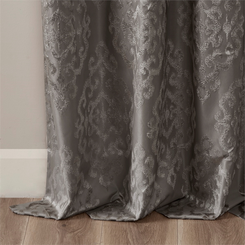 SunSmart Mirage Knitted Jacquard Damask Total Blackout Grommet Top Curtain Panel