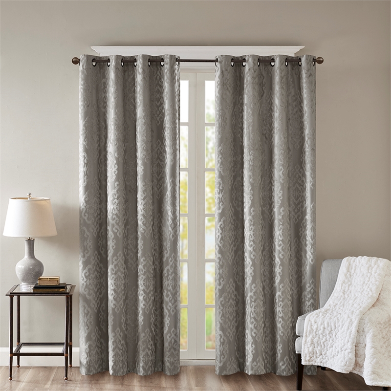 SunSmart Mirage Knitted Jacquard Damask Total Blackout Grommet Top Curtain Panel