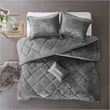 Intelligent Design Felicia Velvet Comforter Set in Grey