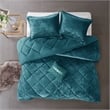 Intelligent Design Felicia Velvet Comforter Set in Teal