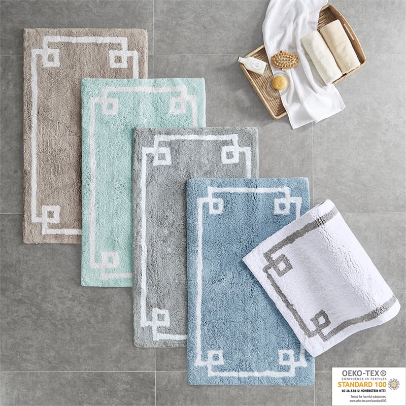 Madison Park Evan Cotton Tufted Bath Rug 24x72 in Seafoam