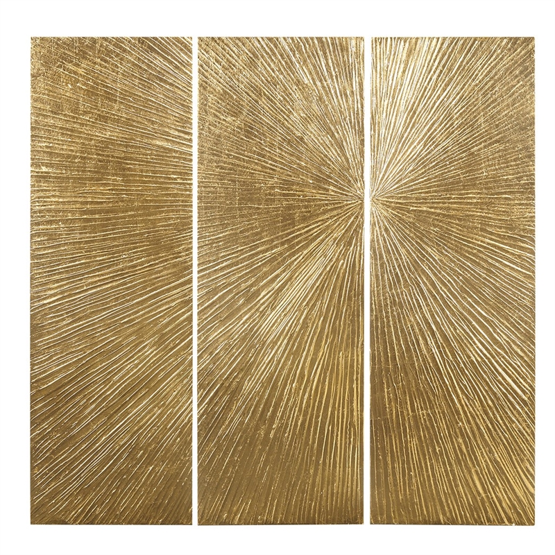Madison Park Signature Sunburst Metallic Gold HandPainted Wall Decor 3 Piece Set
