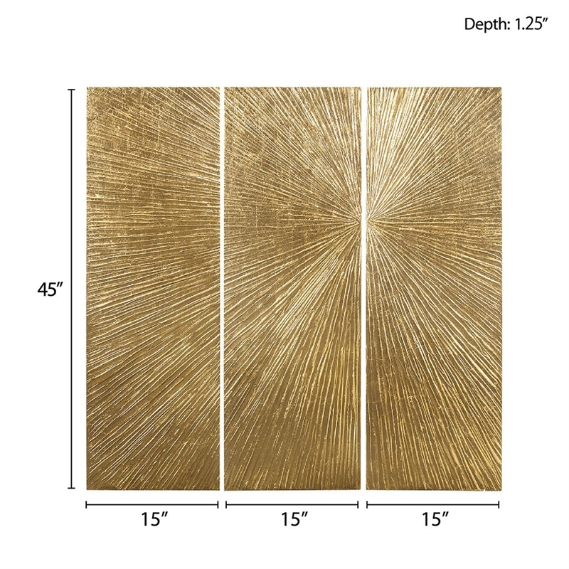 Madison Park Signature Sunburst Metallic Gold HandPainted Wall Decor 3 Piece Set