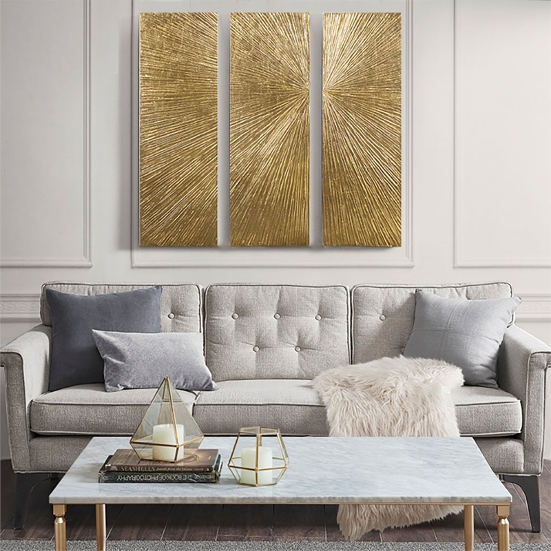 Madison Park Signature Sunburst Metallic Gold HandPainted Wall Decor 3 Piece Set