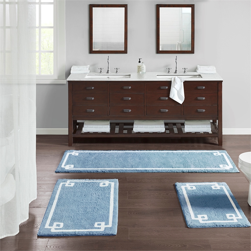 Madison Park Evan Cotton Tufted Bath Rug 24x40 in Blue