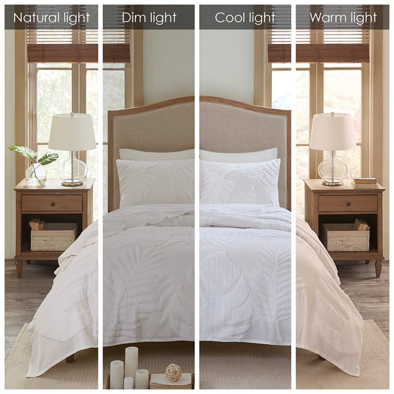 Madison Park Bahari 3-Piece Cotton Chenille Palm Comforter Set in Off White