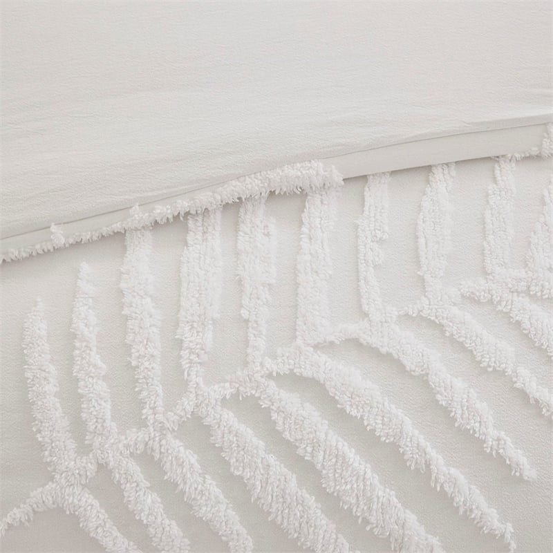 Madison Park Bahari 3-Piece Cotton Chenille Palm Comforter Set in Off White