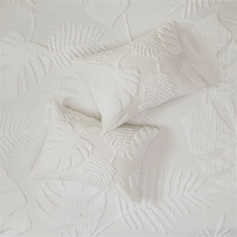 Madison Park Bahari 3-Piece Cotton Chenille Palm Comforter Set in Off White