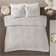 Madison Park Laetitia 3-Piece Cotton Chenille Medallion Comforter Set in Gray