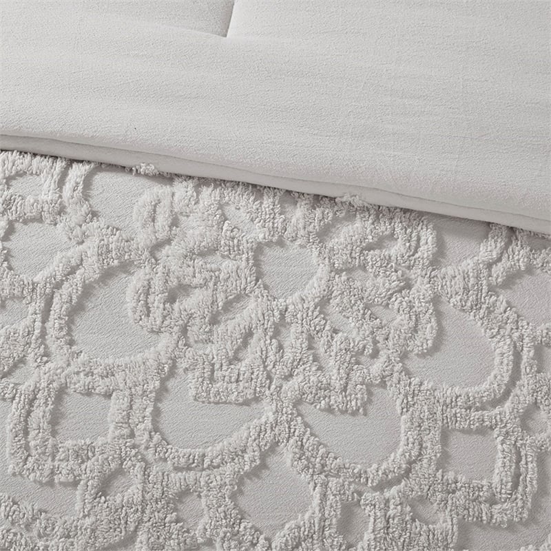 Madison Park Laetitia 3-Piece Cotton Chenille Medallion Comforter Set in Gray