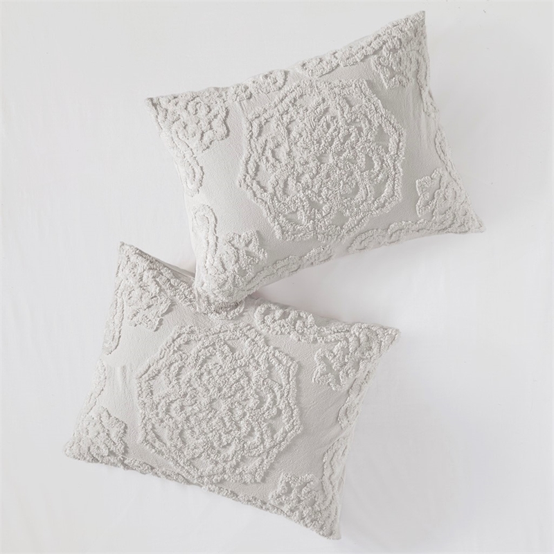 Madison Park Laetitia 3-Piece Cotton Chenille Medallion Comforter Set in Gray
