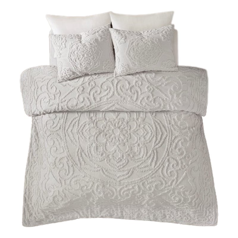 Madison Park Laetitia 3-Piece Cotton Chenille Medallion Comforter Set in Gray