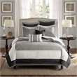 Madison Park Attingham 7-Piece Quilt Set with Euro Shams & Throw Pillows - Black