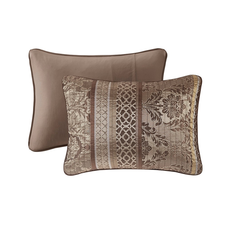 Madison Park Bellagio 6-Piece Jacquard Quilt Set with Throw Pillows - Brown/Gold