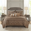 Madison Park Bellagio 6-Piece Jacquard Quilt Set with Throw Pillows - Brown/Gold