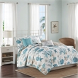 Madison Park Pebble Beach 6-Piece Cotton Quilt Set with Throw Pillows in Aqua