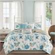 Madison Park Pebble Beach 6-Piece Cotton Quilt Set with Throw Pillows in Aqua