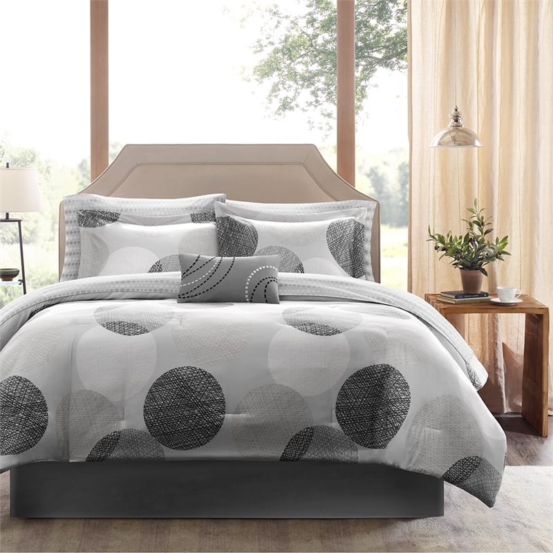 Madison Park Essentials Knowles 9-Piece Cotton Comforter & Sheet Set in Gray