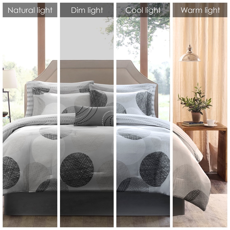 Madison Park Essentials Knowles 9-Piece Cotton Comforter and Sheet Set - Gray