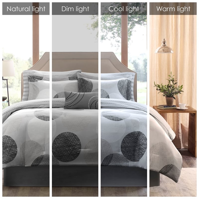 Madison Park Essentials Knowles 9-Piece Cotton Comforter and Sheet Set in Gray