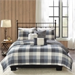 Madison Park Ridge 6-Piece Printed Herringbone Quilt Set w/ Throw Pillows - Gray