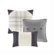 Madison Park Ridge 6-Piece Printed Herringbone Quilt Set w/ Throw Pillows - Gray