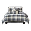 Madison Park Ridge 6-Piece Printed Herringbone Quilt Set w/ Throw Pillows - Gray