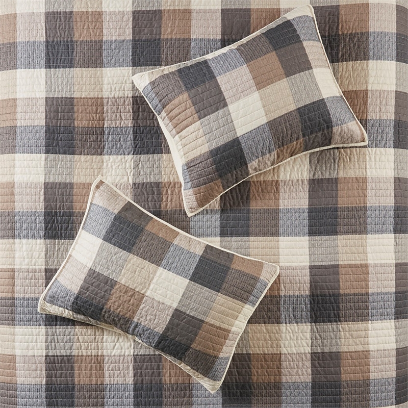 Madison Park Ridge 6-Piece Herringbone Quilt Set w/ Throw Pillows in Neutral