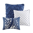 Madison Park Vienna 6-Piece Printed Cotton Quilt Set with Throw Pillows - Indigo